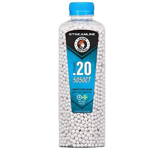 Lancer Tactical 5050 Round 0.20g Streamline Competition Grade Outdoor Tracer Airsoft BB Bottle, Gree