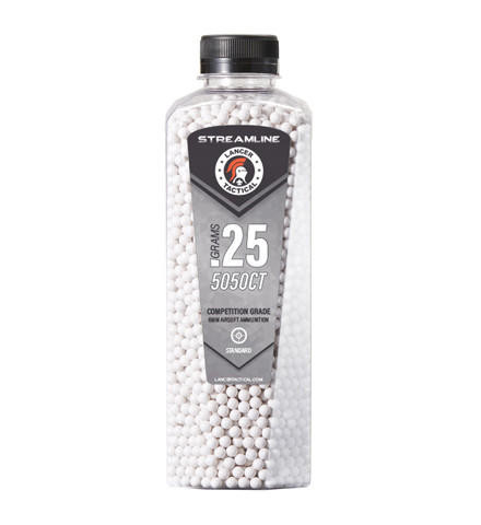 Lancer Tactical 5050 Round 0.25g Streamline Airsoft BB Bottle, White
