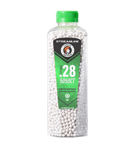 Lancer Tactical 5050 Round 0.28g Streamline Airsoft Bio BB Bottle, White