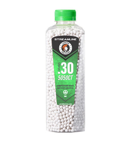 Lancer Tactical 5050 Round 0.30g Streamline Airsoft Bio BB Bottle, White