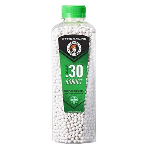 Lancer Tactical 5050 Round 0.30g Streamline Competition Grade Outdoor Airsoft BB Bottle, White