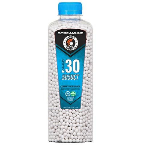 Lancer Tactical 5050 Round 0.30g Streamline Competition Grade Outdoor Tracer Airsoft BB Bottle, Gree