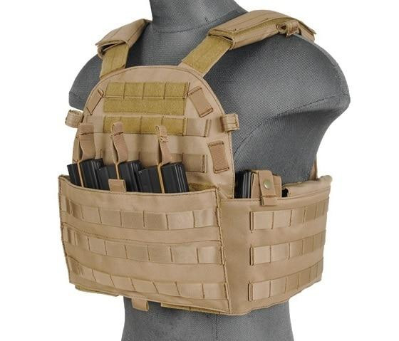 Lancer Tactical 6094 Plate Carrier w/ Triple Inner Mag Pouch, Tan