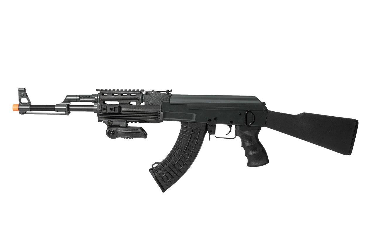 Lancer Tactical AK47 RIS AEG Airsoft Rifle w/ Foldable Foregrip, Black