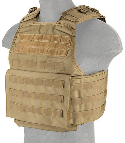 Lancer Tactical Battle 1000D Nylon Molle Plate Carrier, Tan