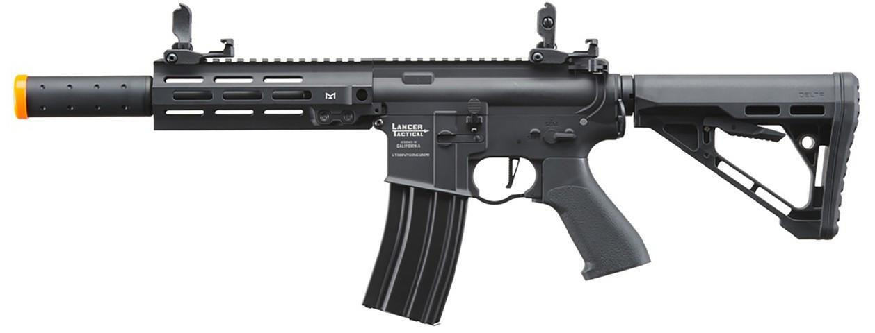 Lancer Tactical Blazer 7" M-LOK Proline Series M4 Airsoft Rifle w/ Delta Stock & Mock Suppressor, Bl