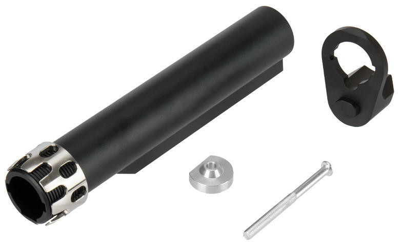 Lancer Tactical Buffer Tube, Extended End Plate, and Enhanced Castle Nut, Black