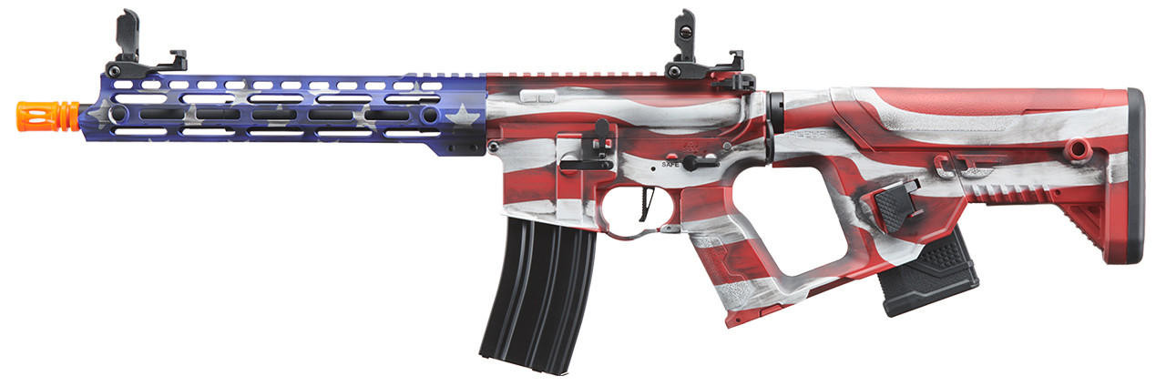 Lancer Tactical Enforcer BLACKBIRD AEG Airsoft Rifle w/ Alpha Stock, Stars & Stripes