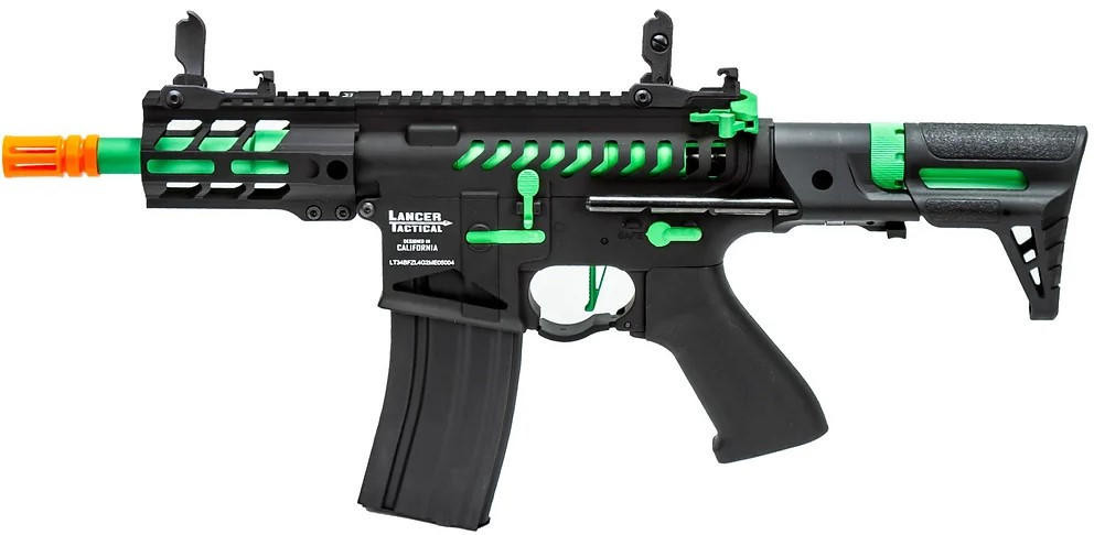 Lancer Tactical Enforcer Gen 2 Battle Hawk 4" PDW Airsoft AEG Rifle, Black/Green