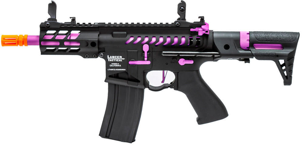 Lancer Tactical Enforcer Gen 2 Battle Hawk 4" PDW Airsoft AEG Rifle, Black/Purple