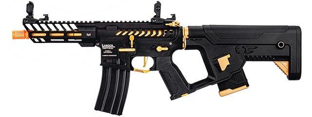 Lancer Tactical Enforcer NEEDLETAIL Skeleton Low FPS AEG Airsoft Rifle w/ Alpha Stock, Gold