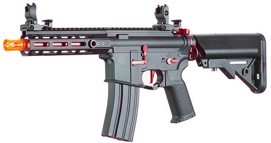 Lancer Tactical Gen 2 Hellion M-LOK 7" Airsoft M4 AEG Rifle Core Series, Black/Red