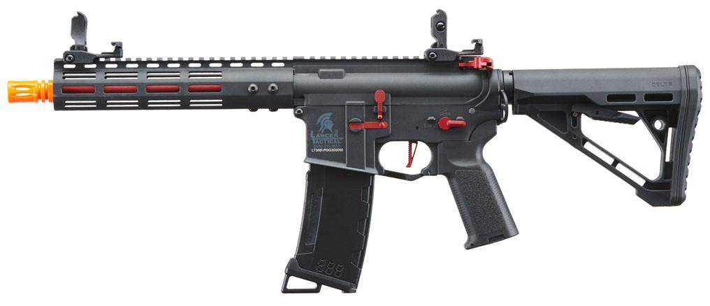 Lancer Tactical Gen 3 Archon 9" M-LOK M4 Airsoft AEG Rifle w/ Delta Stock, Black/Red