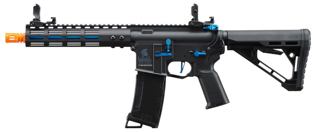 Lancer Tactical Gen 3 Archon 9" M-LOK M4 Airsoft AEG Rifle w/ Delta Stock, Black/Blue