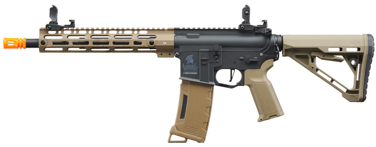 Lancer Tactical Gen 3 M-LOK 10" Airsoft M4 AEG Rifle with Delta Stock, Two-Tone