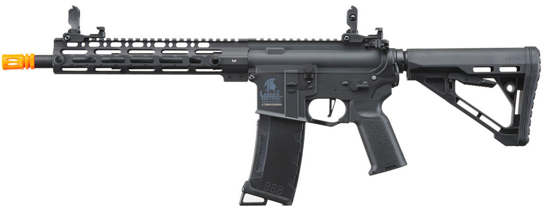 Lancer Tactical Gen 3 M-LOK 10" Airsoft M4 AEG Rifle with Delta Stock, Black