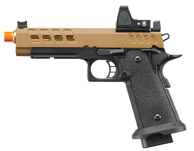 Lancer Tactical Heracles Hi-Capa Gas Blowback Airsoft Pistol w/ Reflex Dot, Tan/Black