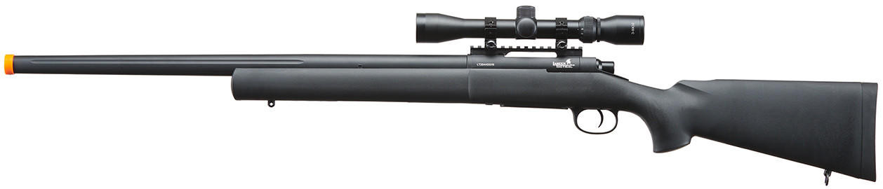 Lancer Tactical High FPS M24 Bolt Action Spring Airsoft Sniper Rifle w/ Scope, Black