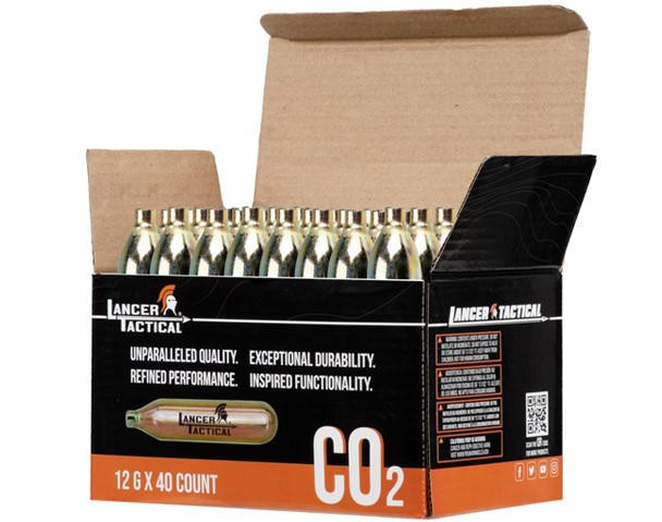 Lancer Tactical High Pressure 12 Gram CO2 Cartridges for Airsoft / Airguns, 40 Pack