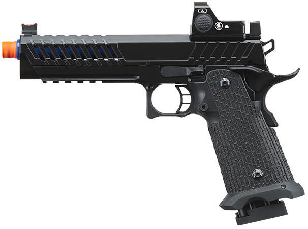 Lancer Tactical Knightshade Hi-Capa Gas Blowback Airsoft Pistol w/ Red Dot Sight, Black/Blue