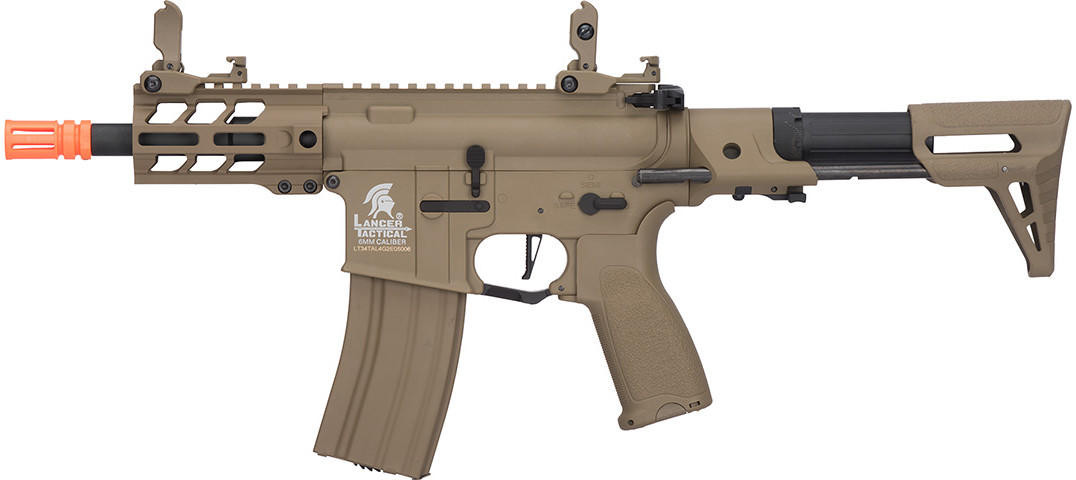 Lancer Tactical Low FPS Enforcer Hybrid Gen 2 Battle Hawk 4" PDW Airsoft AEG Rifle, Tan