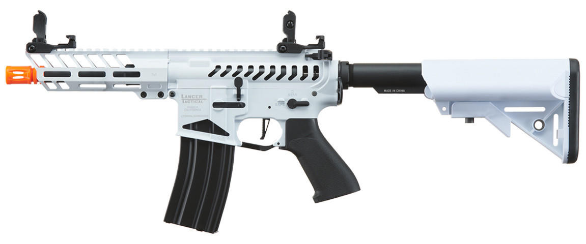 Lancer Tactical Low FPS Enforcer Needletail Skeleton M4 Airsoft Rifle, White/Black