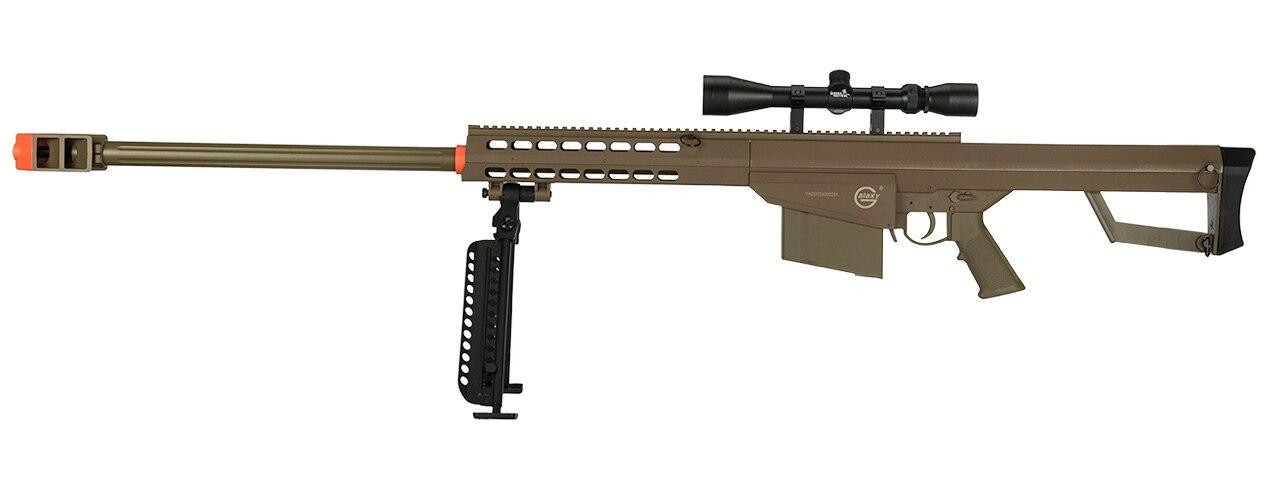 Lancer Tactical M82 .50-Cal Spring Airsoft Sniper Rifle w/ Bipod & Scope, Tan