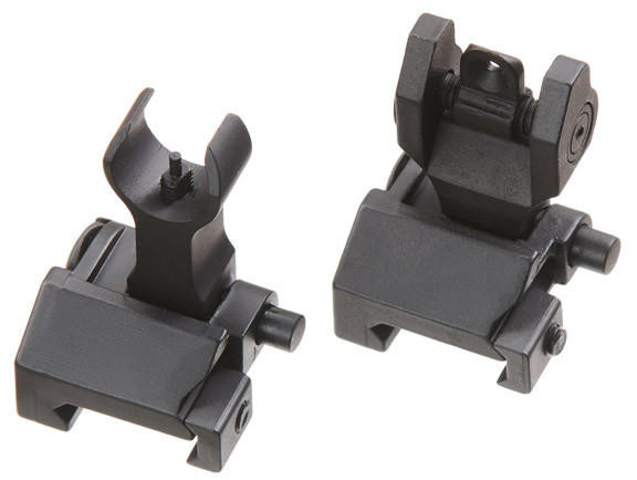 Lancer Tactical Metal Flip-Up Front and Rear Iron Sights, Black
