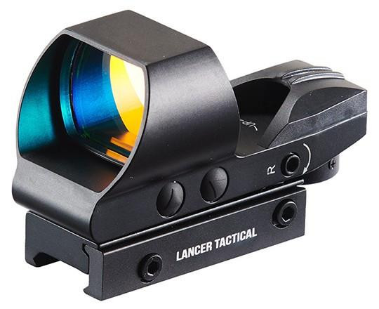 Lancer Tactical Picatinny 4 Reticle Red Dot Reflex Sight, Black