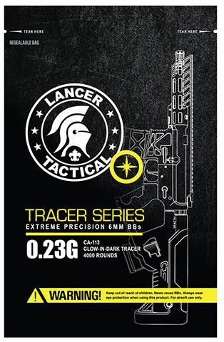 Lancer Tactical Pro Series Airsoft Tracer BBs, 0.23g, 4000 Count, Green