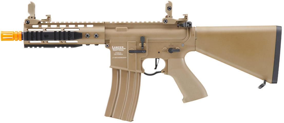 Lancer Tactical Proline 7" KeyMod Airsoft AEG Rifle w/ Stubby Stock, Tan