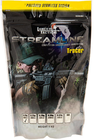 Lancer Tactical Streamline Biodegradable Tracer BBs, 0.20g, 5000 Rds, Green