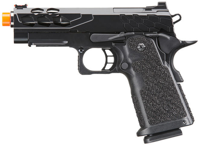 Lancer Tactical Stryk Hi-Capa 4.3 Gas Semi Auto Blowback Airsoft Pistol, Black