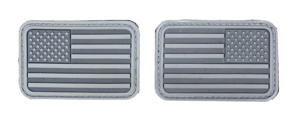 Lancer Tactical USA Flag Forward and Reverse Velcro Patches, ACU Gray, Set of 2