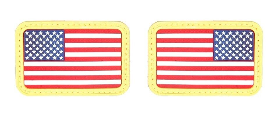 Lancer Tactical USA Flag Forward and Reverse Velcro Patches, Red White & Blue, Set of 2