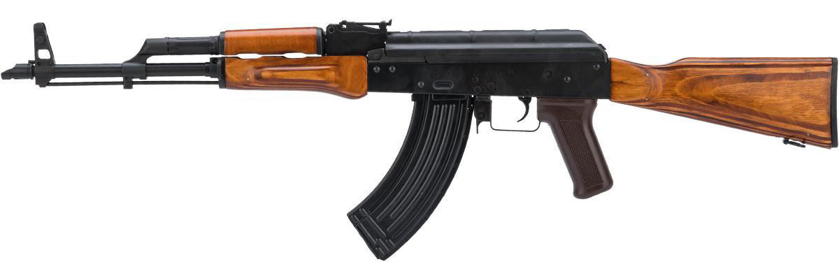 LCT AKM Steel Airsoft AEG Rifle w/ Full Stock & Wood Furniture, Black/Wood
