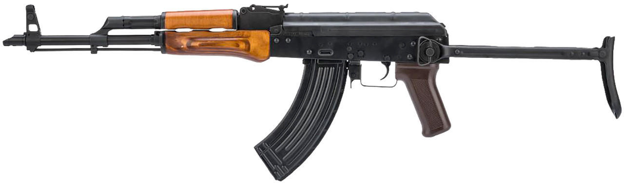 LCT AKMS Steel AK Airsoft AEG Rifle w/ Under Folding Stock, Black/Wood