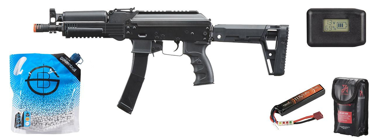 LCT LPPK-20 SMG AEG Airsoft Rifle w/ ASTER V2, Battery & Charger Combo, Black