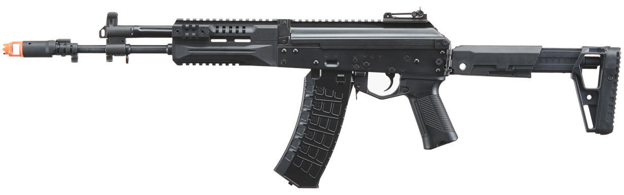 LCT LCK-19 AEG Airsoft Rifle w/ Side-Folding Adjustable Stock, Black