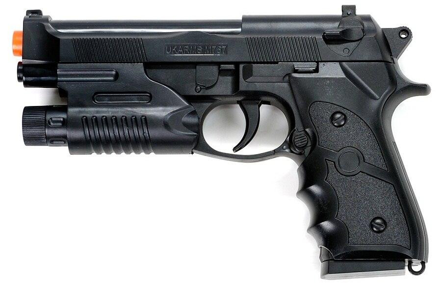 M9 Style Airsoft Spring Pistol - Black with Laser