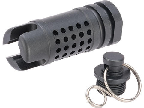 Matrix 14mm Negative Rifle Flash Hider w/ Keychain Dangler Set, Black
