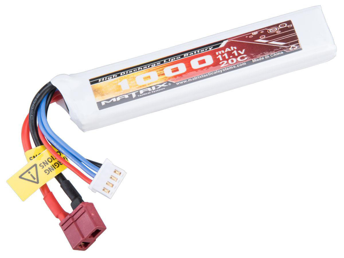 Matrix High Performance 1000mAh 20C 11.1V Stick Type Airsoft LiPO Battery, Deans