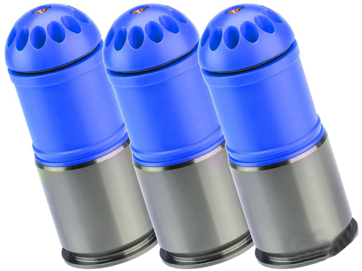 Matrix x MAG 120 Round POM Airsoft Gas Grenade Shell Set of 3, Blue