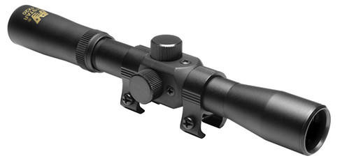 NcStar 4x20 Compact Airgun Scope w/ Dovetail Rings, Black