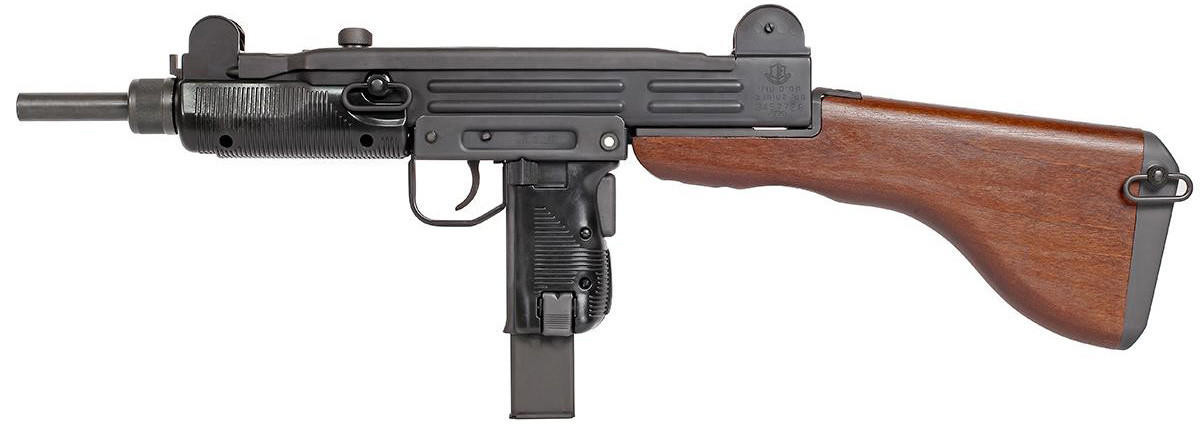 Northeast '50s Vintage Style UZI Gas Blowback Airsoft Submachine Gun, Black/Wood