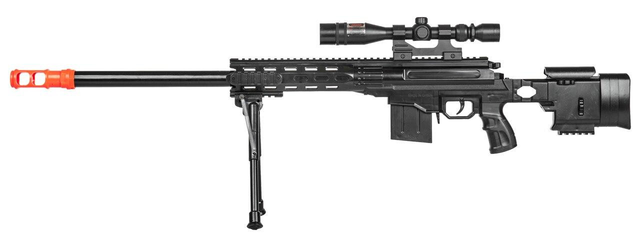 P2589 Plastic Railed Spring Airsoft Sniper Rifle, Black