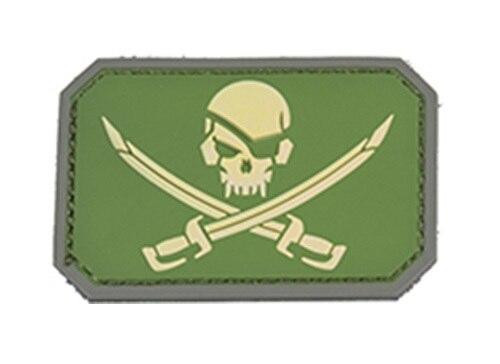 Pirate Cutlass PVC Patch, Green & Yellow