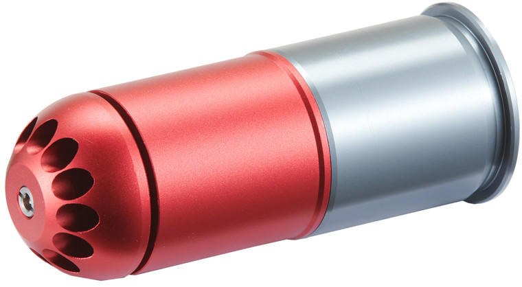 PPS 120 Round CNC 40mm Green Gas Airsoft Grenade Shell, Red/Grey