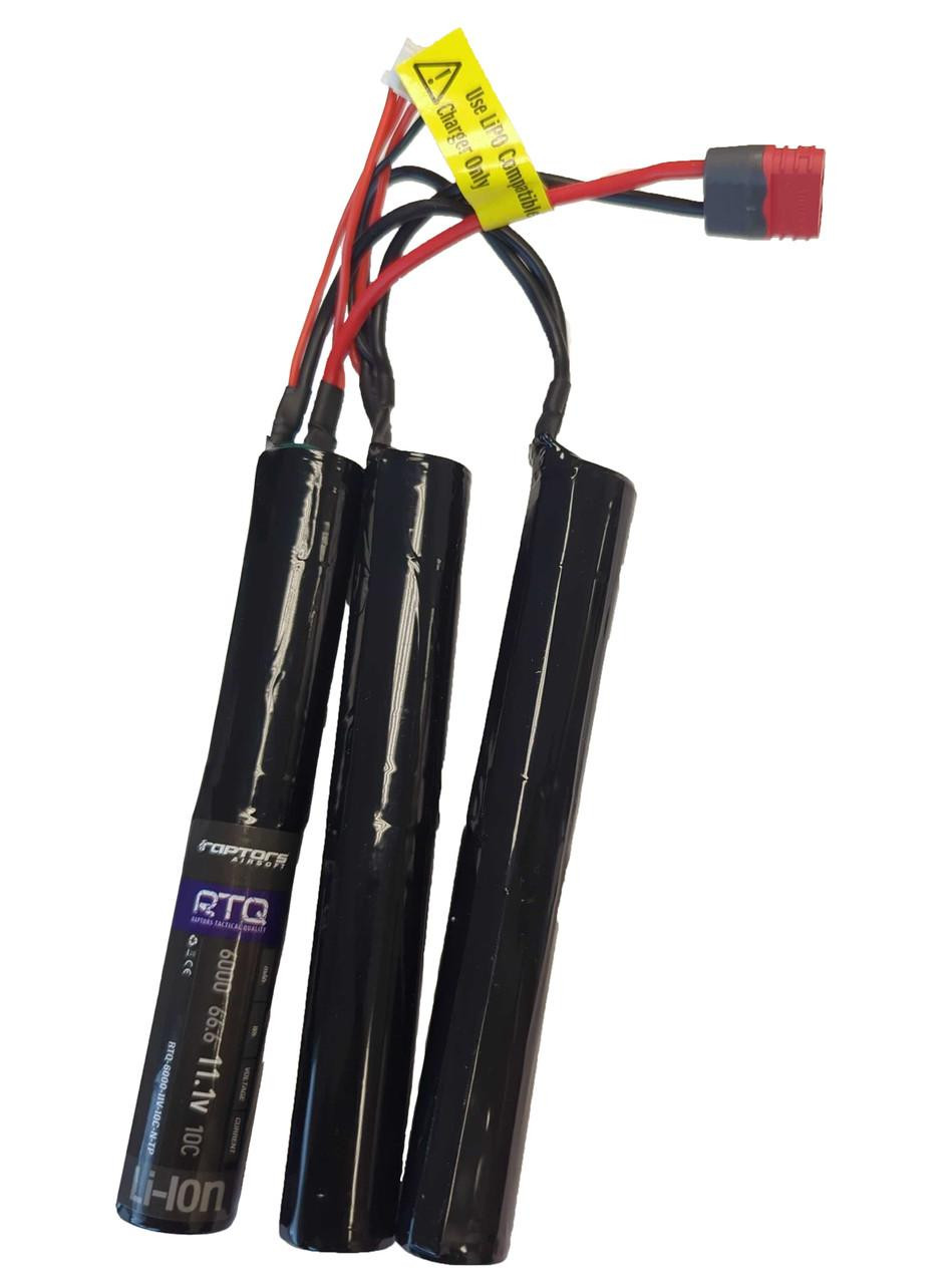 Raptors Airsoft 11.1v 6000mAh 10C Nunchuck Type Li-Ion Battery, Deans