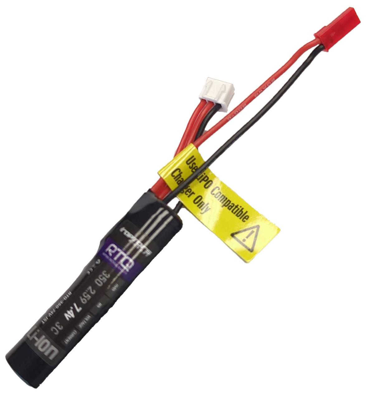 Raptors Airsoft Li-Ion 7.4v 350mAh Stick Battery, JST Plug